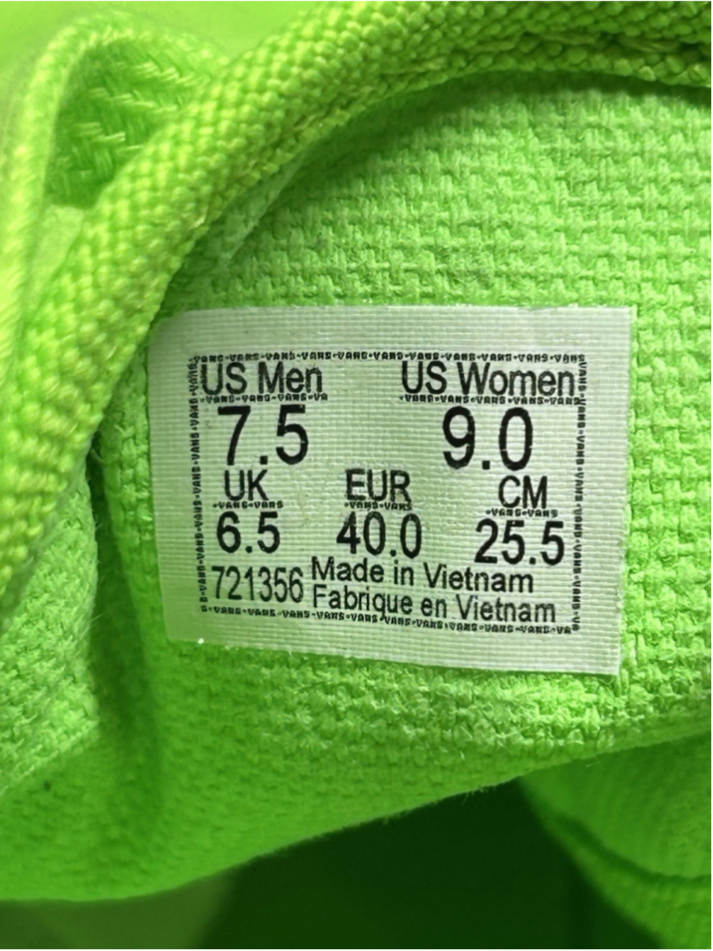 VANS Old Skool Mono Checker Board Green Gecko Unisex Skate Sneaker Shoes M7.5 W9 - Picture 8 of 10